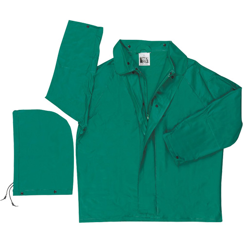 Dominator Limited Flammability Rain Jacket, Polyester/PVC, Large, Green Ottawa Fastener Supply