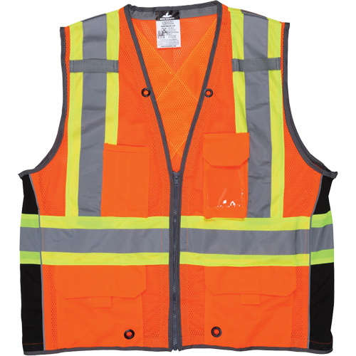 Surveyor Safety Vest, High Visibility Orange, Large, Polyester Ottawa Fastener Supply