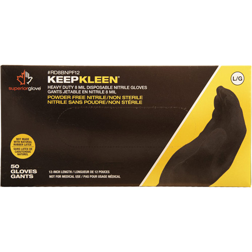 Gants jetables KeepKleen, Petit, Nitrile, 8 mils, Sans poudre, Noir Ottawa Fastener Supply