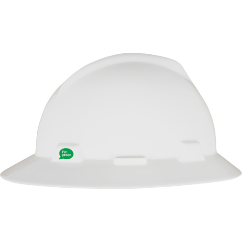 Casque de s&eacute;curit&eacute; &agrave; bord complet V-Gard GREEN avec fentes, R&eacute;pond aux normes CSA type 1, Suspension Rochet Ottawa Fastener Supply