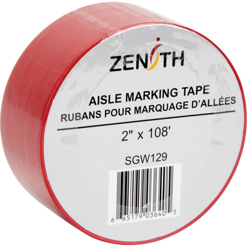 Aisle Marking Tape, 2" x 108', PVC, Red Ottawa Fastener Supply