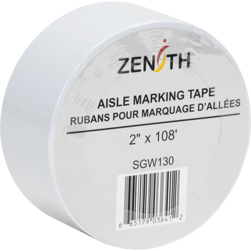 Aisle Marking Tape, 2" x 108', PVC, White Ottawa Fastener Supply