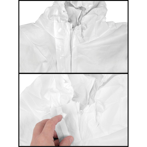 Premium Hooded Coveralls, Small, White, Microporous Ottawa Fastener Supply