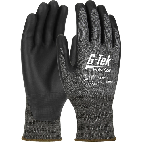 Gants r&eacute;sistants aux coupures G-Tek PolyKor X7, Taille Petit, Calibre 18, Rev&ecirc;tement Polyur&eacute;thane, Enveloppe en Poly&eacute;thyl&egrave;ne, ASTM ANSI niveau A7/EN 388 niveau F Ottawa Fastener Supply