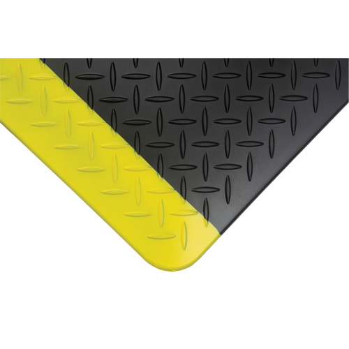 Tapis antifatigue, Losange, 1-2/3' x 3-1/4' x 3/4", Noir/Jaune, Polyur&eacute;thane Ottawa Fastener Supply