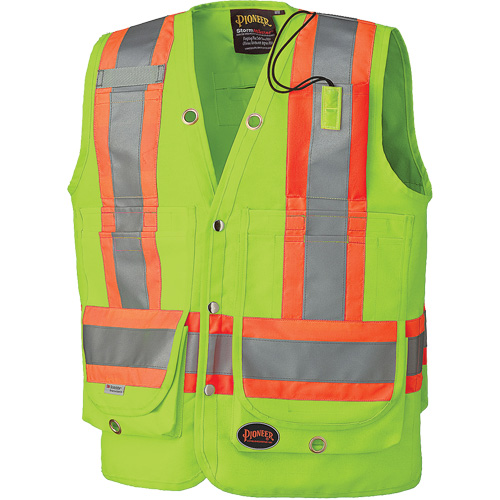 6696 Surveyor's Safety Vest, High Visibility Lime-Yellow, 4X-Large, Polyester Ottawa Fastener Supply