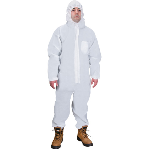 Hooded Coveralls, Medium, White, SMS Ottawa Fastener Supply