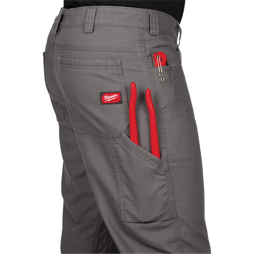 Heavy-Duty Flex Work Pants, Poly-Cotton/Spandex, Grey, Size 34, 30 Inseam Ottawa Fastener Supply