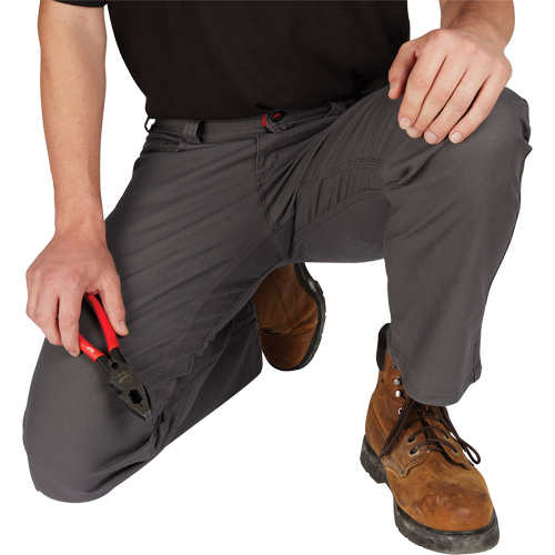 Heavy-Duty Flex Work Pants, Poly-Cotton/Spandex, Grey, Size 34, 30 Inseam Ottawa Fastener Supply