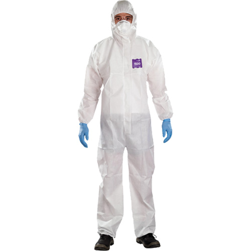 AlphaTec Microchem&reg; 3-Piece Chemical Resistant Coveralls with Hood, 2X-Large, White Ottawa Fastener Supply