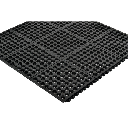 Cushion-Ease&reg; 550 Interlocking Anti-Fatigue Mat, Slotted, 3' x 3' x 3/4", Black, Rubber Ottawa Fastener Supply