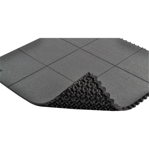 Tapis antifatigue &agrave; imbrication Cushion-Ease, Rugueux, 3' x 3' x 3/4", Noir, Caoutchouc naturel Ottawa Fastener Supply