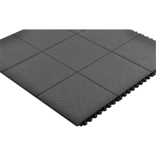 Tapis antifatigue &agrave; imbrication Cushion-Ease, Rugueux, 3' x 3' x 3/4", Noir, Caoutchouc naturel Ottawa Fastener Supply