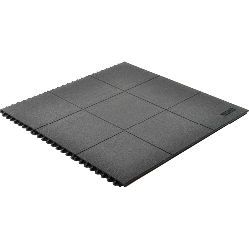 Tapis antifatigue &agrave; imbrication Cushion-Ease, Rugueux, 3' x 3' x 3/4", Noir, Caoutchouc naturel Ottawa Fastener Supply