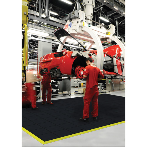 Tapis antifatigue &agrave; imbrication Cushion-Ease, Rugueux, 3' x 3' x 3/4", Noir, Caoutchouc naturel Ottawa Fastener Supply