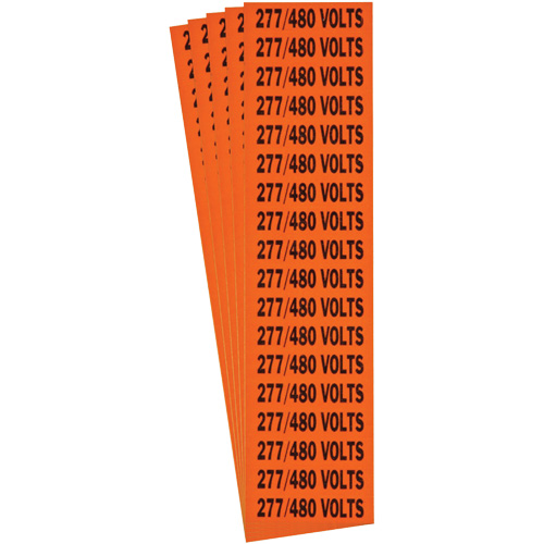 "277/480 Volts" Conduit & Voltage Labels, 1/2" x 2-1/4", Cloth/Vinyl, English Ottawa Fastener Supply
