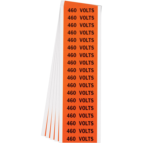 "460 Volts" Conduit & Voltage Labels, 1/2" x 2-1/4", Cloth/Vinyl, English Ottawa Fastener Supply