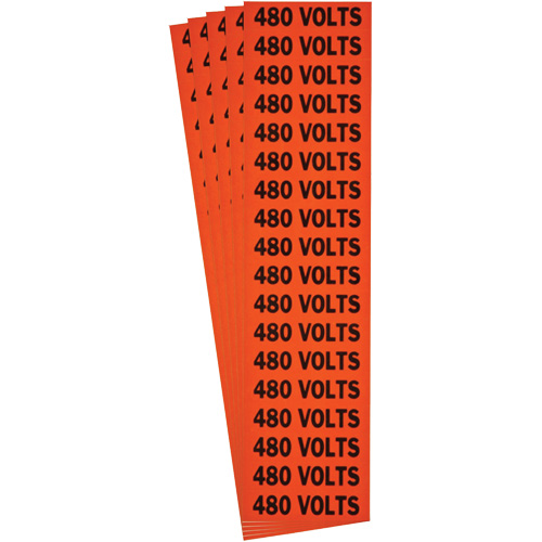 "480 Volts" Conduit & Voltage Labels, 1/2" x 2-1/4", Cloth/Vinyl, English Ottawa Fastener Supply