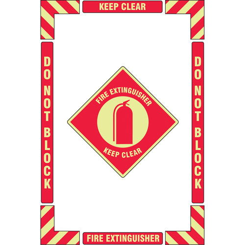 "Fire Extinguisher" Floor Marking Kit, Adhesive, English with Pictogram Ottawa Fastener Supply