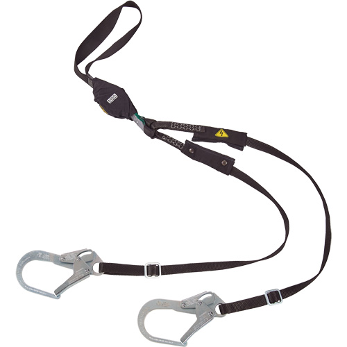 V-Series Utility Energy Absorbing Lanyard, 6', Rebar Hook Center, Snap Hook Leg Ends, Nylon Ottawa Fastener Supply