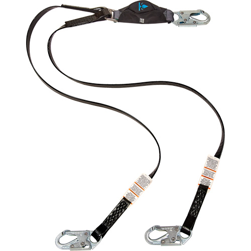 Anti-Corrosion Energy Absorbing Lanyard, 6', Snap Hook Center, Snap Hook Leg Ends, Polyester Ottawa Fastener Supply