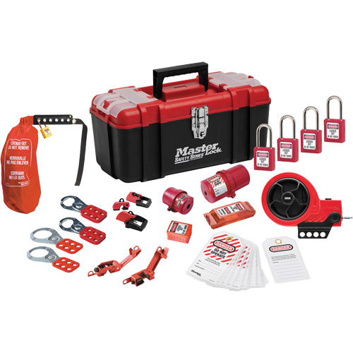 Trousse de cadenassage avec cadenas en thermoplastique de qualit&eacute; sup&eacute;rieure Zenex, Ensemble &eacute;lectrique, 21 composants compris Ottawa Fastener Supply