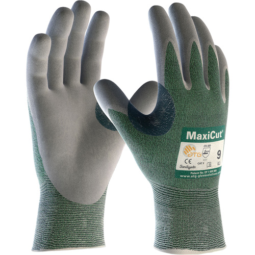 Gants en tissu technique r&eacute;sistant aux coupures ATG MaxiCut, Taille Grand, Calibre 15, Rev&ecirc;tement Nitrile, Enveloppe en Fil technique, ASTM ANSI niveau A2/EN 388 niveau 3/EN 388 niveau B Ottawa Fastener Supply