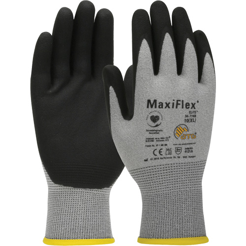 Gants compatibles avec les &eacute;crans tactiles ultral&eacute;gers ATG MaxiFlex Elite, Grand, R&ecirc;vetement Nitrile, Calibre 18, Enveloppe en Nylon Ottawa Fastener Supply