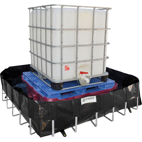 Berme de confinement des d&eacute;versements Ultra-IBC Berm, Capacit&eacute; 400 gal. US, 6' la x 6' lo x 18" h, Support en L Ottawa Fastener Supply