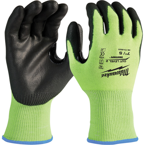 High-Visibility Cut-Resistant Gloves, Size Small, 15 Gauge, Nitrile/Polyurethane Coated, Polyethylene Shell, ANSI/ISEA 105 Level 2 Ottawa Fastener Supply