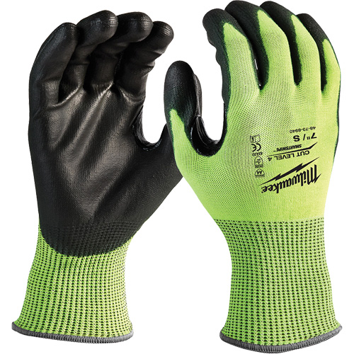 High-Visibility Cut-Resistant Gloves, Size Small, 13 Gauge, Nitrile/Polyurethane Coated, Polyethylene Shell, ANSI/ISEA 105 Level 4 Ottawa Fastener Supply