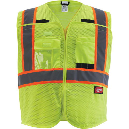 Flagman Safety Vest, High Visibility Lime-Yellow, Medium/Small Ottawa Fastener Supply