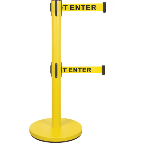 Barri&egrave;re pour le contr&ocirc;le des foules &agrave; courroie double, Acier, 35" h, Ruban Jaune, Longueur du ruban 7' Ottawa Fastener Supply