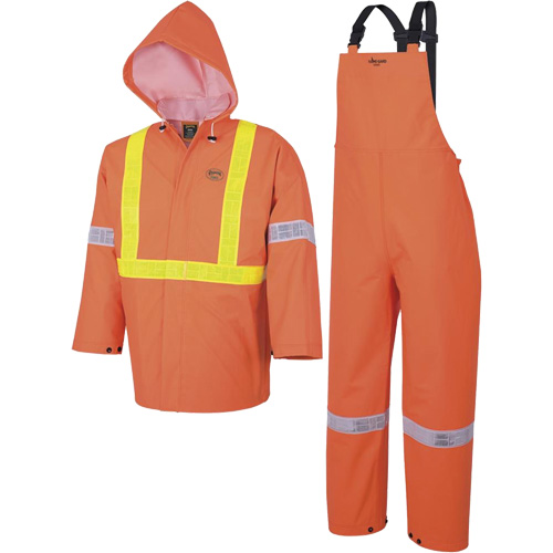 R85 Element FR FR 3-Piece Safety Rain Suit, PVC, Small, High-Visibility Orange Ottawa Fastener Supply