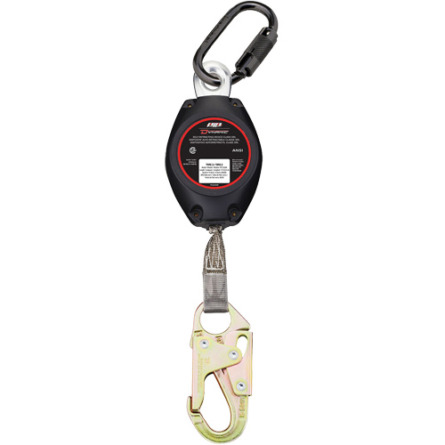 Cordage de s&eacute;curit&eacute; autor&eacute;tractable avec petit mousqueton Dynamic, 11', Polyester, Pivotant Ottawa Fastener Supply