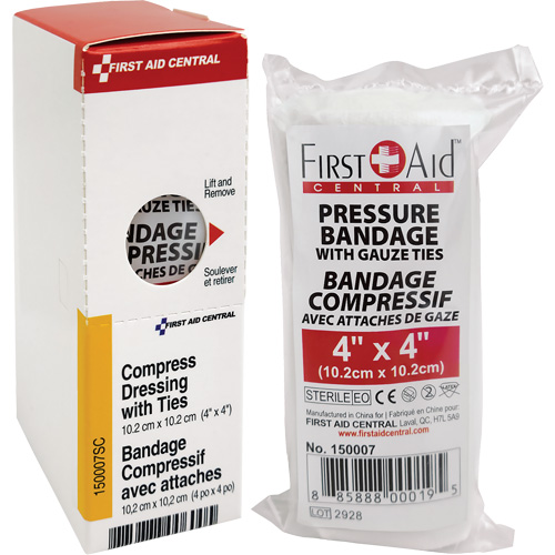 SmartCompliance&reg; Refill Compress Pressure Bandage with Ties, 4" L x 4" W Ottawa Fastener Supply
