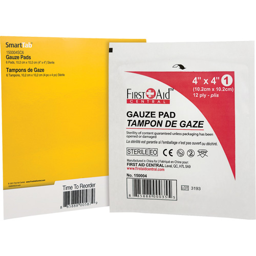 Recharge de gaze SmartCompliance, Tampon, 4" lo x 4" la, St&eacute;rile, Dispositif m&eacute;dical Classe 1 Ottawa Fastener Supply