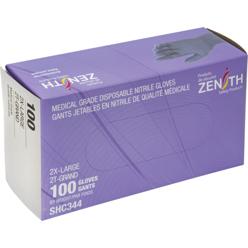Medical Grade Disposable Gloves, 2X-Large, Nitrile, 6-mil, Powder-Free, Black, Class 2 Ottawa Fastener Supply
