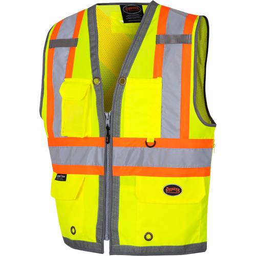6673 Mesh-Back Zip-Front Surveyor's Vest, High Visibility Lime-Yellow, Small, Polyester Ottawa Fastener Supply