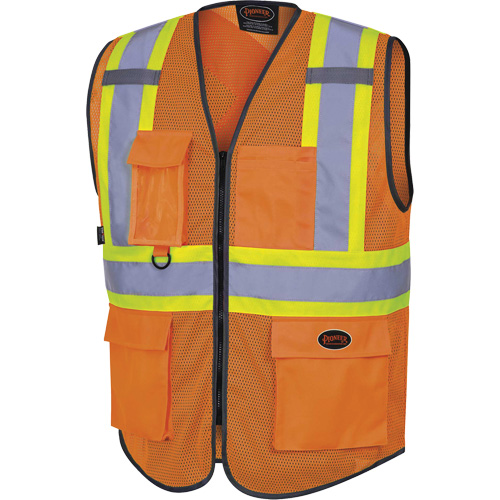6960 Veste de s&eacute;curit&eacute; &agrave; maille en avant, Orange haute visibilit&eacute;, Moyen, Polyester Ottawa Fastener Supply