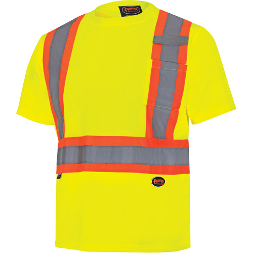 6991 Bird's-Eye Safety Shirt, Polyester, Small, High Visibility Lime-Yellow Ottawa Fastener Supply