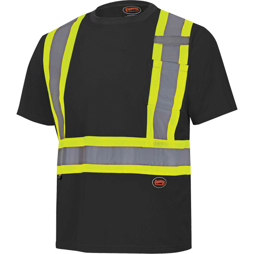 6992 Bird's-Eye Safety Shirt, Polyester, Medium, Black Ottawa Fastener Supply