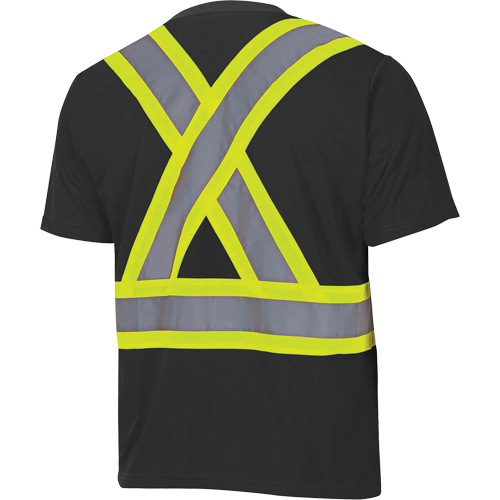 6992 Bird's-Eye Safety Shirt, Polyester, Medium, Black Ottawa Fastener Supply