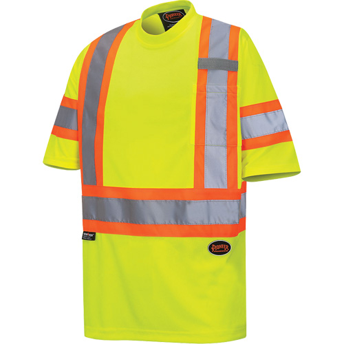 6971 Bird's-Eye Safety T-Shirt, Polyester, X-Small, High Visibility Lime-Yellow Ottawa Fastener Supply