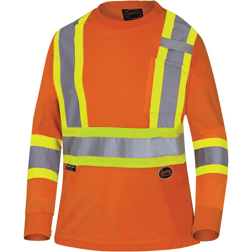 6968 Bird's-Eye Women's Safety T-Shirt, Polyester, X-Small, High Visibility Orange Ottawa Fastener Supply