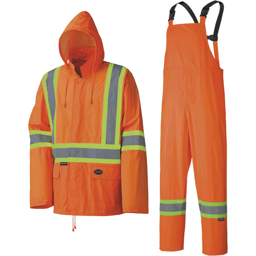 5598 Lightweight Waterproof Rain Suit, Polyester/PVC, Small, High Visibility Orange Ottawa Fastener Supply