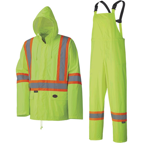 5599 Combinaison de pluie imperm&eacute;able et l&eacute;g&egrave;re, Polyester/PVC, T-petit, Jaune lime haute visibilit&eacute; Ottawa Fastener Supply