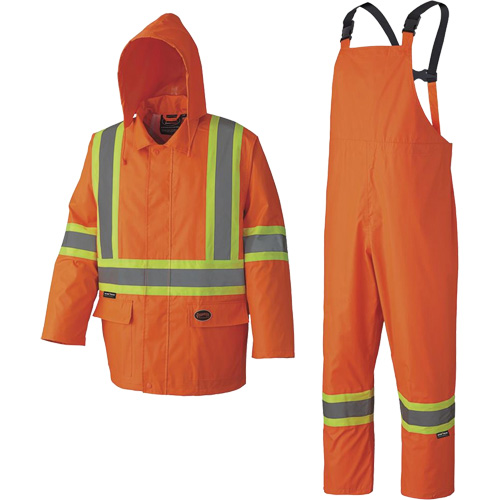 5608 210D Waterproof Rain Suit, Polyester/PVC, Small, High Visibility Orange Ottawa Fastener Supply