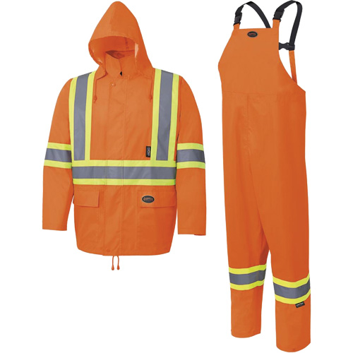 5618 150D Rain Suit, Polyester/Polyurethane, Small, High Visibility Orange Ottawa Fastener Supply