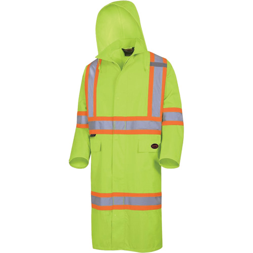 5631 The Rock 300D Waterproof Long Coat, Polyester, Small, High Visibility Lime-Yellow Ottawa Fastener Supply